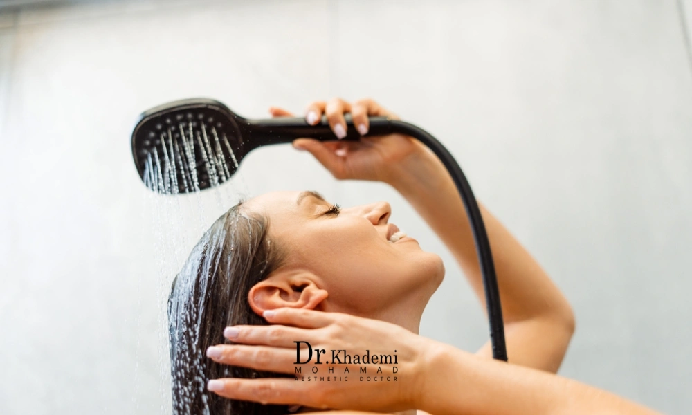 خانمی در حال دوش گرفتن بعد از تزریق ژل | حمام بعد از بوتاکس